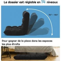 RELAX4LIFE Fauteuil Bas Multiposition Réglable En 14 Angles, Chauffeuse Convertible En Molleton Corail Fauteuil Paresseux 1 Place Adulte Enfant Rembourré Charge 120kg, 105x57x15CM(Noir) 9 RELAX4LIFE Fauteuil Bas Multiposition Réglable En 14 Angles, Chauffeuse Convertible En Molleton Corail Fauteuil Paresseux 1 Place Adulte Enfant Rembourré Charge 120kg, 105x57x15CM(Noir) -Pas Cher Fauteuil Magasin 60464654 3