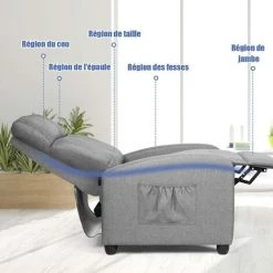 RELAX4LIFE Fauteuil Relaxant Avec Dossier Et Repose-Pieds Inclinables En 3 Positions, Fauteuil En Simili Cuir Pour Reposer Dans Chambre/Salon/Bureau (Gris) -Pas Cher Fauteuil Magasin 60464657 3