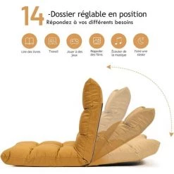 RELAX4LIFE Fauteuil Bas Multiposition Réglable En 14 Angles, Chauffeuse Convertible En Lin Fauteuil Paresseux 1 Place Adulte Enfant Rembourré Charge 120kg, 105x57x15CM(Jaune En Lin) 10 RELAX4LIFE Fauteuil Bas Multiposition Réglable En 14 Angles, Chauffeuse Convertible En Lin Fauteuil Paresseux 1 Place Adulte Enfant Rembourré Charge 120kg, 105x57x15CM(Jaune En Lin) -Pas Cher Fauteuil Magasin 60464681 4