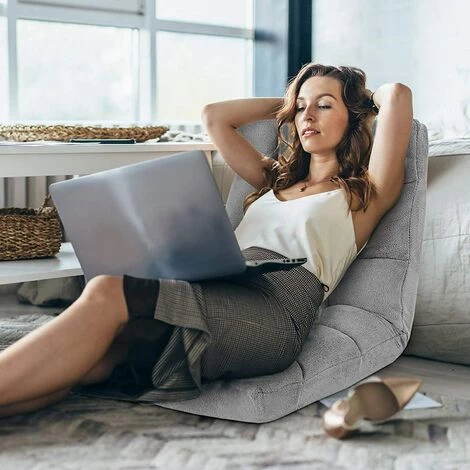 RELAX4LIFE Fauteuil Bas Multiposition Réglable En 14 Angles, Chauffeuse Convertible En Molleton Corail Fauteuil Paresseux 1 Place Adulte Enfant Rembourré Charge 120kg, 105x57x15CM(Gris) 4 RELAX4LIFE Fauteuil Bas Multiposition Réglable En 14 Angles, Chauffeuse Convertible En Molleton Corail Fauteuil Paresseux 1 Place Adulte Enfant Rembourré Charge 120kg, 105x57x15CM(Gris) – Image 2