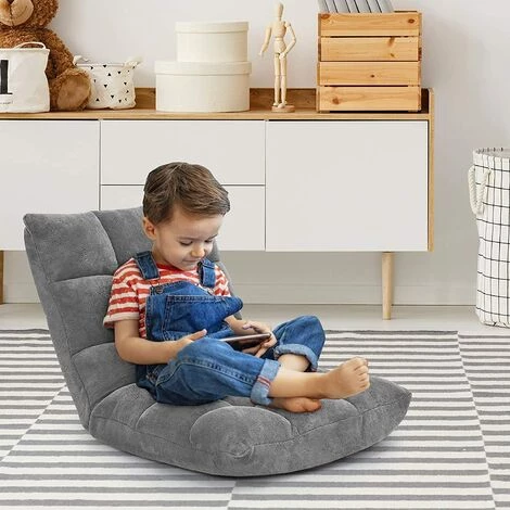 RELAX4LIFE Fauteuil Bas Multiposition Réglable En 14 Angles, Chauffeuse Convertible En Molleton Corail Fauteuil Paresseux 1 Place Adulte Enfant Rembourré Charge 120kg, 105x57x15CM(Gris) 5 RELAX4LIFE Fauteuil Bas Multiposition Réglable En 14 Angles, Chauffeuse Convertible En Molleton Corail Fauteuil Paresseux 1 Place Adulte Enfant Rembourré Charge 120kg, 105x57x15CM(Gris) – Image 3