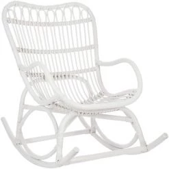 LES TENDANCES Fauteuil à Bascule Rotin Blanc Mate Jams