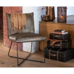 LES TENDANCES Fauteuil En Cuir Gris Vert Avi 9 LES TENDANCES Fauteuil En Cuir Gris Vert Avi -Pas Cher Fauteuil Magasin 60524963 3