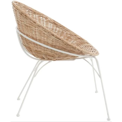 LES TENDANCES Fauteuil Rond Rotin Naturel Et Blanc Ibiza 5 LES TENDANCES Fauteuil Rond Rotin Naturel Et Blanc Ibiza – Image 3