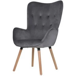 SVITA CLEO Fauteuil à Oreilles Fauteuil Relax Fauteuil TV Fauteuil De Lecture Velours Gris