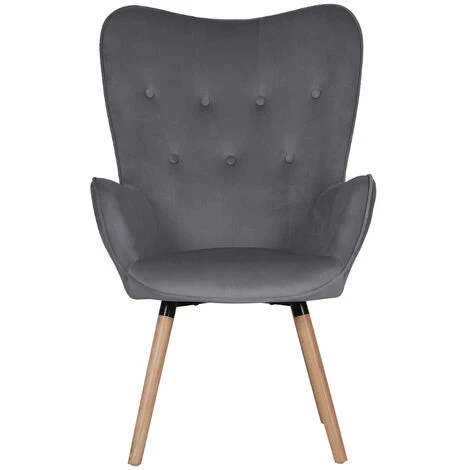 SVITA CLEO Fauteuil à Oreilles Fauteuil Relax Fauteuil TV Fauteuil De Lecture Velours Gris 4 SVITA CLEO Fauteuil à Oreilles Fauteuil Relax Fauteuil TV Fauteuil De Lecture Velours Gris – Image 2