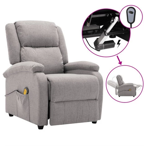 FIMEI Fauteuil Inclinable électrique De Massage Gris Clair Tissu 4 FIMEI Fauteuil Inclinable électrique De Massage Gris Clair Tissu – Image 2