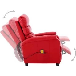 INLIFE Fauteuil De Massage Inclinable Rouge Similicuir -Pas Cher Fauteuil Magasin 60598204 3