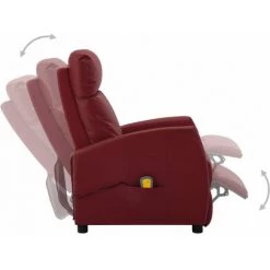 INLIFE Fauteuil De Massage Inclinable Rouge Bordeaux Similicuir -Pas Cher Fauteuil Magasin 60598264 3