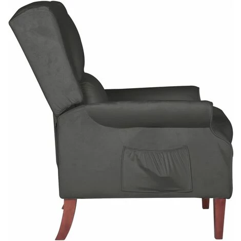 INLIFE Fauteuil Inclinable Gris Foncé Velours 5 INLIFE Fauteuil Inclinable Gris Foncé Velours – Image 3