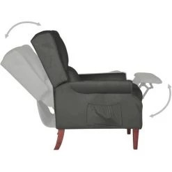 INLIFE Fauteuil Inclinable Gris Foncé Velours 11 INLIFE Fauteuil Inclinable Gris Foncé Velours -Pas Cher Fauteuil Magasin 60598583 5