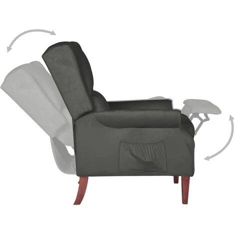 INLIFE Fauteuil Inclinable Gris Foncé Velours 7 INLIFE Fauteuil Inclinable Gris Foncé Velours – Image 5