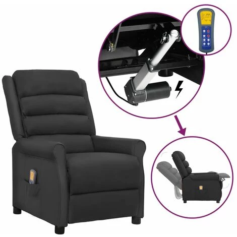 INLIFE Fauteuil Releveur Inclinable De Massage Noir Similicuir 3 INLIFE Fauteuil Releveur Inclinable De Massage Noir Similicuir