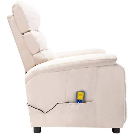 INLIFE Fauteuil Inclinable De Massage Crème Tissu 6 INLIFE Fauteuil Inclinable De Massage Crème Tissu – Image 4