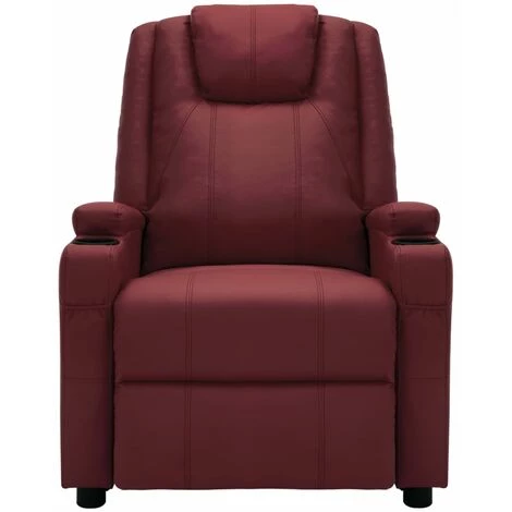 INLIFE Fauteuil De Massage Inclinable Rouge Bordeaux Similicuir 4 INLIFE Fauteuil De Massage Inclinable Rouge Bordeaux Similicuir â Image 2