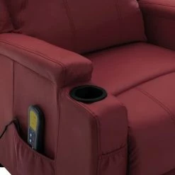 INLIFE Fauteuil De Massage Inclinable Rouge Bordeaux Similicuir 11 INLIFE Fauteuil De Massage Inclinable Rouge Bordeaux Similicuir -Pas Cher Fauteuil Magasin 60599125 5