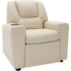 INLIFE Fauteuil Inclinable Pour Enfants Similicuir Blanc Crème