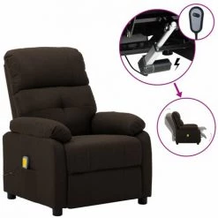 INLIFE Fauteuil De Relaxation Avec Massage électrique, Tissu Brun Foncé