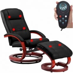 DéCOSHOP26 Fauteuil TV Relax Fonction Massage Avec Repose-pieds En Similicuir Noir - Noir 8 DéCOSHOP26 Fauteuil TV Relax Fonction Massage Avec Repose-pieds En Similicuir Noir - Noir -Pas Cher Fauteuil Magasin 60639025 2