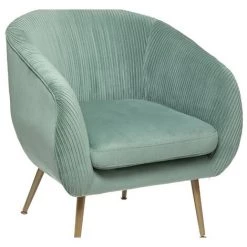 Fauteuil En Velours Coloris Vert Jade - Longueur 75 X Profondeur 70 X Hauteur 78 Cm -PEGANE-
