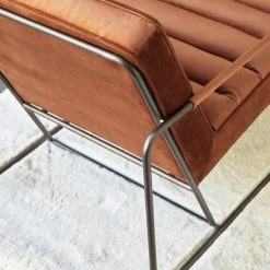 OVIALA Fauteuil Capitonné En Velours Terracota - Marron -Pas Cher Fauteuil Magasin 60702409 3