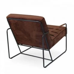 OVIALA Fauteuil Capitonné En Velours Terracota - Marron -Pas Cher Fauteuil Magasin 60702409 4