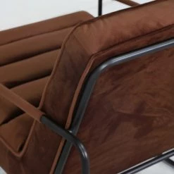 OVIALA Fauteuil Capitonné En Velours Terracota - Marron -Pas Cher Fauteuil Magasin 60702409 5