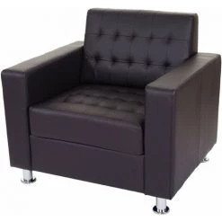 DéCOSHOP26 Fauteuil Lounge En Similicuir Couleur Café Pieds En Métal Design Moderne - Noir