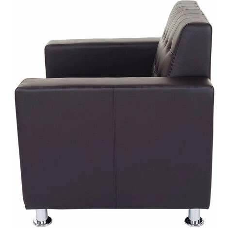 DéCOSHOP26 Fauteuil Lounge En Similicuir Couleur Café Pieds En Métal Design Moderne - Noir 7 DéCOSHOP26 Fauteuil Lounge En Similicuir Couleur Café Pieds En Métal Design Moderne - Noir – Image 5