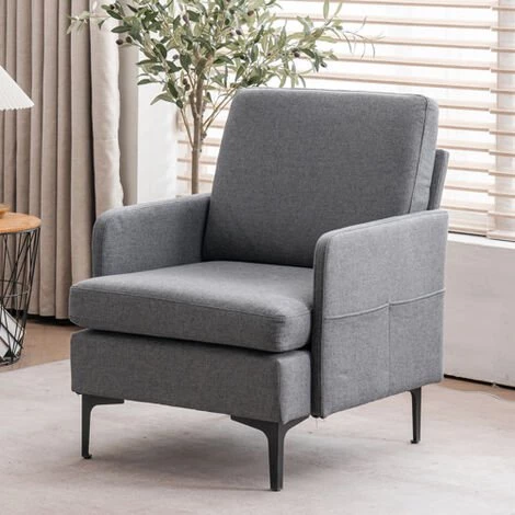 GROSMONDE Fauteuil De Salon 79×68×88 Cm, Fauteuil D'appoint Confortable Pour Chambre à Coucher, Salon, Chambre D'amis - Gris Foncé 3 GROSMONDE Fauteuil De Salon 79×68×88 Cm, Fauteuil D'appoint Confortable Pour Chambre à Coucher, Salon, Chambre D'amis - Gris Foncé
