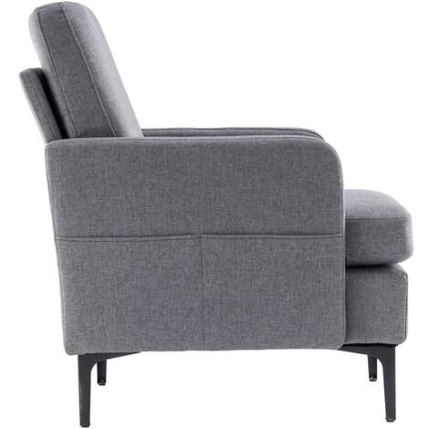 GROSMONDE Fauteuil De Salon 79×68×88 Cm, Fauteuil D'appoint Confortable Pour Chambre à Coucher, Salon, Chambre D'amis - Gris Foncé 5 GROSMONDE Fauteuil De Salon 79×68×88 Cm, Fauteuil D'appoint Confortable Pour Chambre à Coucher, Salon, Chambre D'amis - Gris Foncé – Image 3