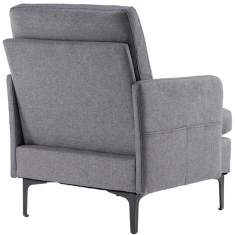 GROSMONDE Fauteuil De Salon 79×68×88 Cm, Fauteuil D'appoint Confortable Pour Chambre à Coucher, Salon, Chambre D'amis - Gris Foncé 6 GROSMONDE Fauteuil De Salon 79×68×88 Cm, Fauteuil D'appoint Confortable Pour Chambre à Coucher, Salon, Chambre D'amis - Gris Foncé – Image 4