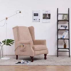 NOVA Tissu Réchauffé - Fauteuil Infabrique Avec Différentes Couleurs Télécommande Fauteuil Inclinable De Massage Crème Tissu