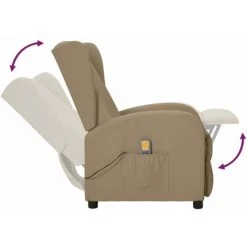 Fauteuil Inclinable De Massage Similicuir Cappuccino VidaXL -Pas Cher Fauteuil Magasin 60881522 5
