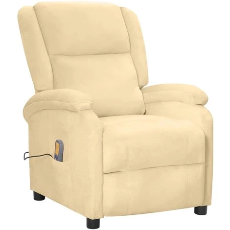 Fauteuil De Massage Inclinable Crème Velours VidaXL 3 Fauteuil De Massage Inclinable Crème Velours VidaXL