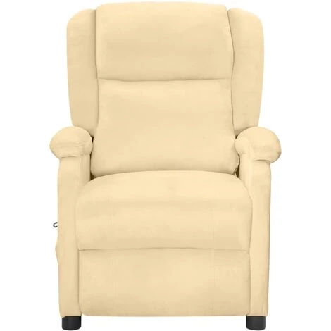 Fauteuil De Massage Inclinable Crème Velours VidaXL 5 Fauteuil De Massage Inclinable Crème Velours VidaXL – Image 3