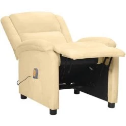 Fauteuil De Massage Inclinable Crème Velours VidaXL 10 Fauteuil De Massage Inclinable Crème Velours VidaXL -Pas Cher Fauteuil Magasin 60881532 4