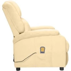 Fauteuil De Massage Inclinable Crème Velours VidaXL 11 Fauteuil De Massage Inclinable Crème Velours VidaXL -Pas Cher Fauteuil Magasin 60881532 5