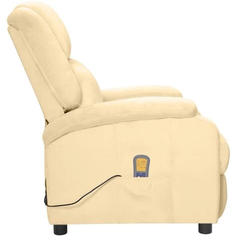 Fauteuil De Massage Inclinable Crème Velours VidaXL 7 Fauteuil De Massage Inclinable Crème Velours VidaXL – Image 5
