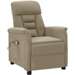 FIMEI Fauteuil Inclinable De Massage Gris Clair Similicuir Daim