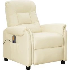 FIMEI Fauteuil Releveur Inclinable De Massage Crème Similicuir -Pas Cher Fauteuil Magasin 60967038 2