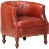 FIMEI Fauteuil Tube Marron 62x58x65 Cm Cuir Véritable