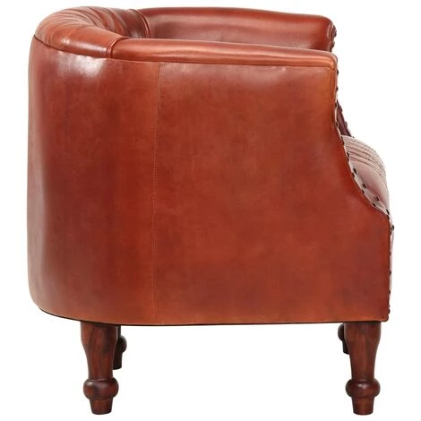 FIMEI Fauteuil Tube Marron 62x58x65 Cm Cuir Véritable 5 FIMEI Fauteuil Tube Marron 62x58x65 Cm Cuir Véritable – Image 3