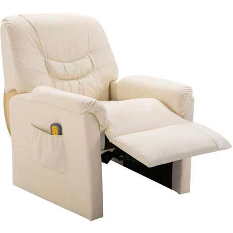 FIMEI Fauteuil De Massage Crème Similicuir 4 FIMEI Fauteuil De Massage Crème Similicuir – Image 2