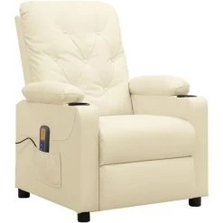 FIMEI Fauteuil Releveur Inclinable De Massage Crème Similicuir -Pas Cher Fauteuil Magasin 60968064 2