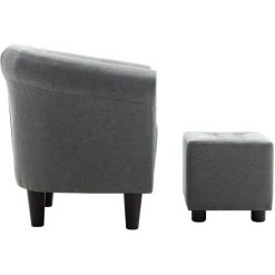 FIMEI Fauteuil Et Tabouret Gris Clair Tissu 9 FIMEI Fauteuil Et Tabouret Gris Clair Tissu -Pas Cher Fauteuil Magasin 60968396 3