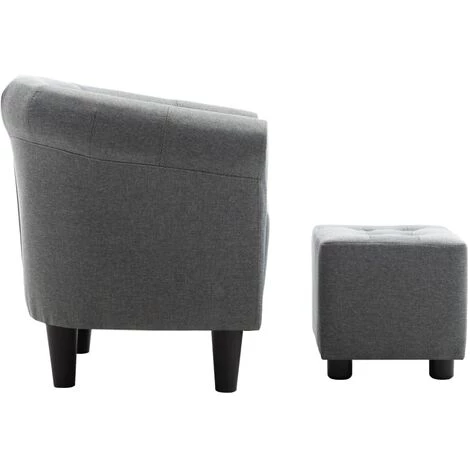 FIMEI Fauteuil Et Tabouret Gris Clair Tissu 5 FIMEI Fauteuil Et Tabouret Gris Clair Tissu – Image 3