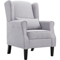 FIMEI Fauteuil Gris Clair Tissu