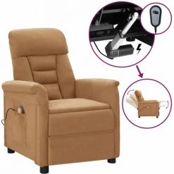 FIMEI Fauteuil Inclinable électrique De Massage Taupe Similicuir Daim