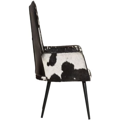 FIMEI Chaise à Oreilles Poilue Noir Et Blanc Cuir Véritable 5 FIMEI Chaise à Oreilles Poilue Noir Et Blanc Cuir Véritable – Image 3